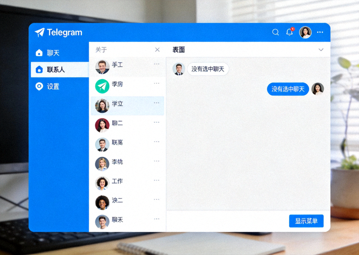 成功切换为简体中文界面的Telegram桌面版主窗口截图