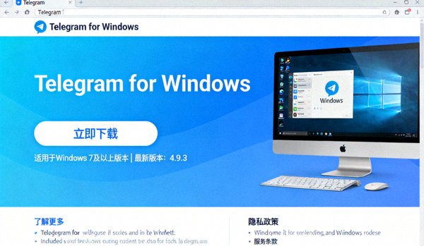 Telegram官方网站Windows电脑版下载页面截图
