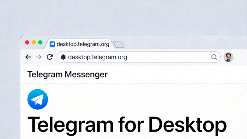 Telegram官方网站desktop.telegram.org地址栏截图示例