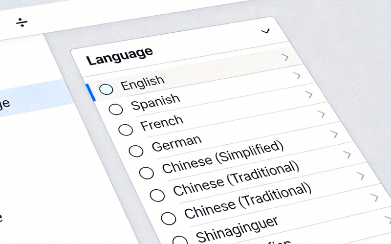 Telegram桌面版语言设置界面截图，显示语言选择列表