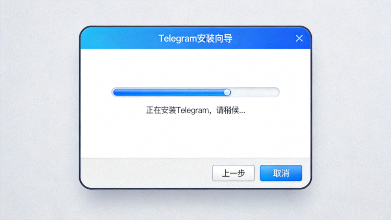 Windows系统上Telegram安装向导界面截图，显示安装进度